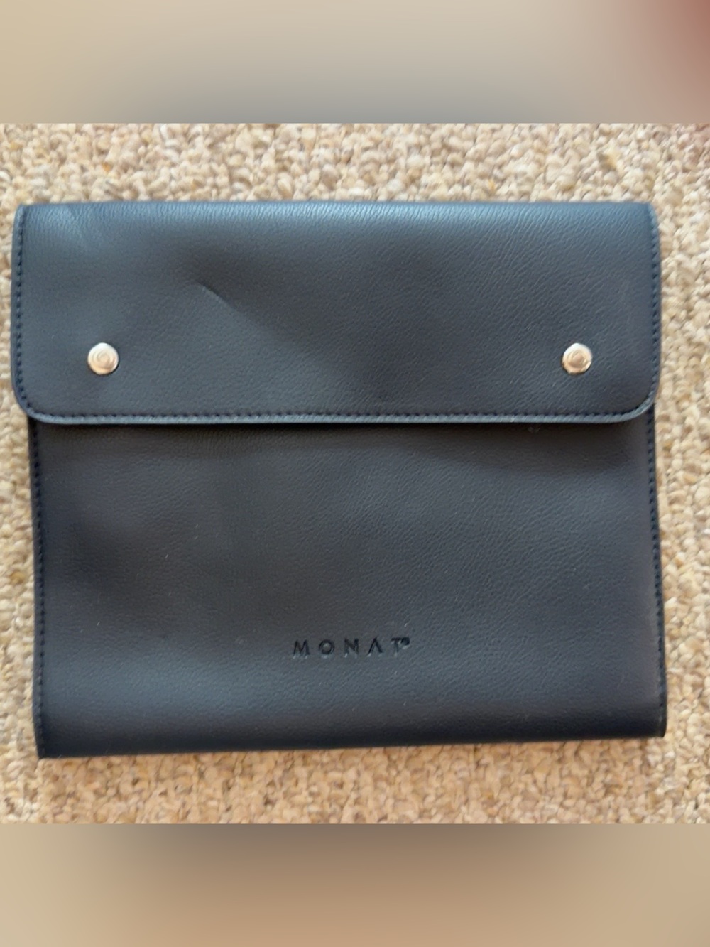 MONAT Black Vegan Leather Padfolio Portfolio Travel Organizer
